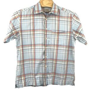 L.L. Bean Button Up Plaid Short Sleeve Shirt Size Large
